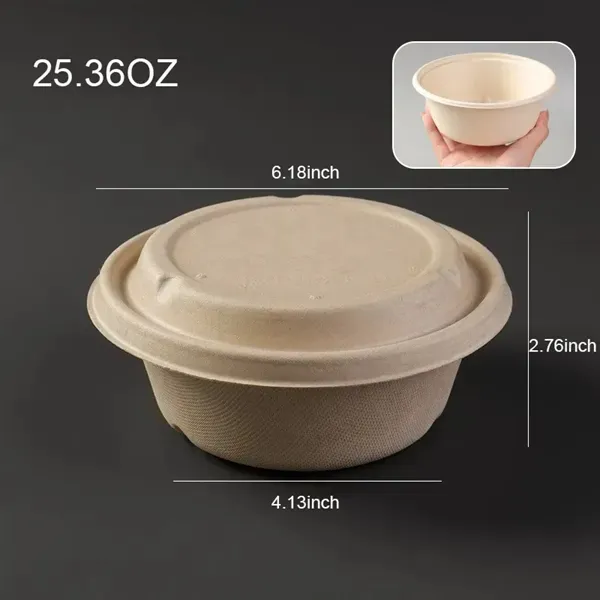 Round Biodegradable Food Bowl With Lid