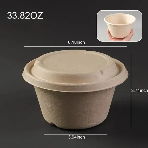 Round Biodegradable Food Bowl With Lid