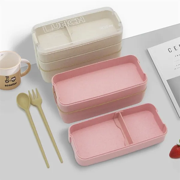 Three layers outdoor picnic wheat plastic bento box