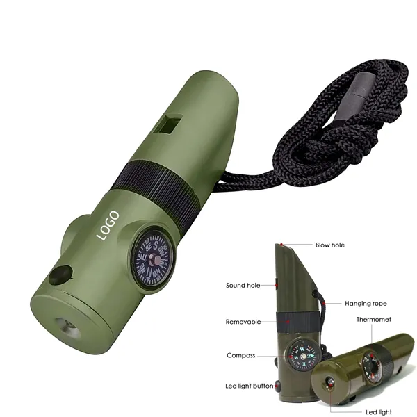 7-IN-1 Green Survival Whistle