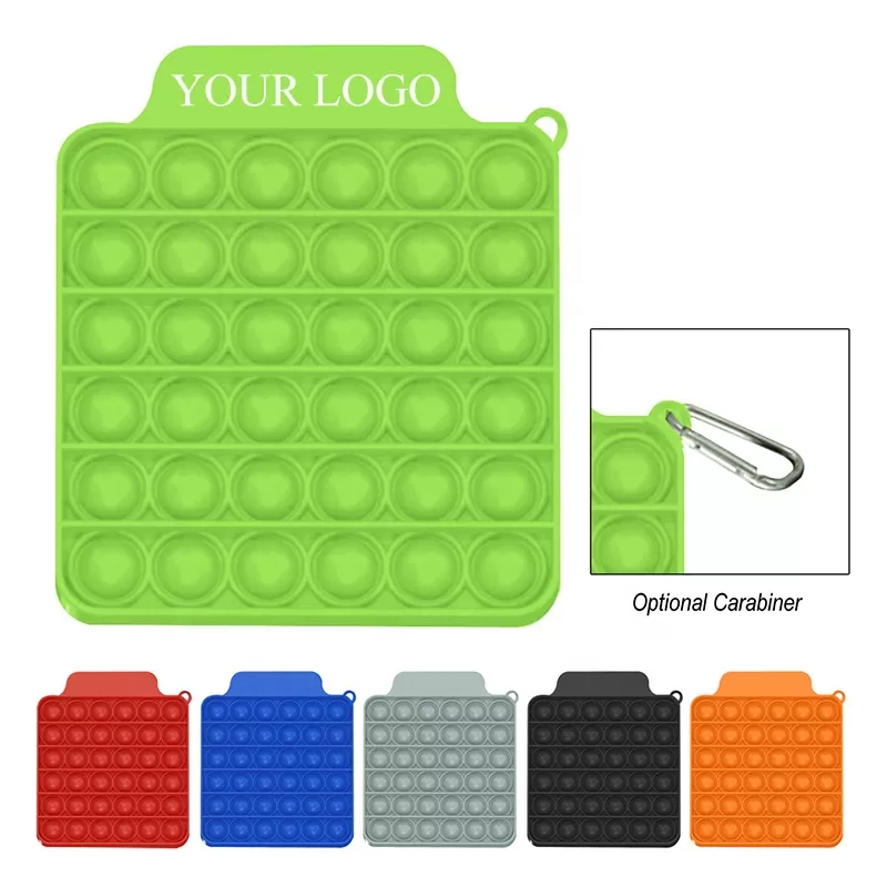 Square Bubble Fidget Sensory Toy With Carabiner