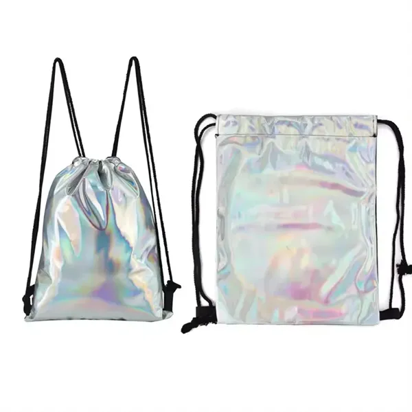 Holographic Laser Irridescent Drawstring Backpack