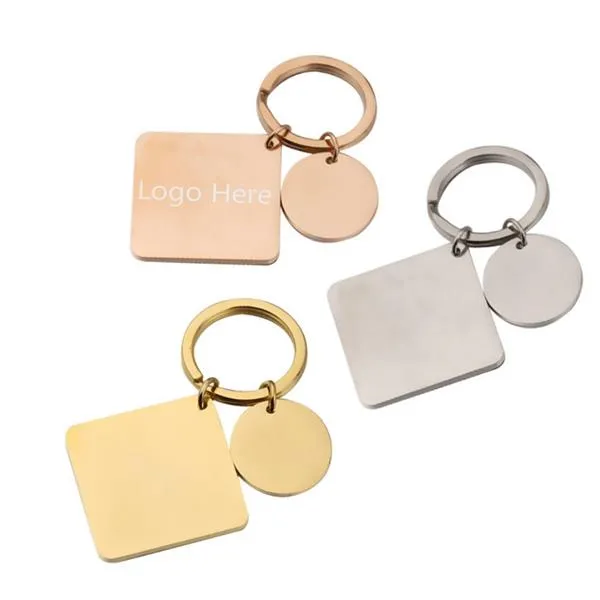 Square Stainless Steel Tag Key Chain