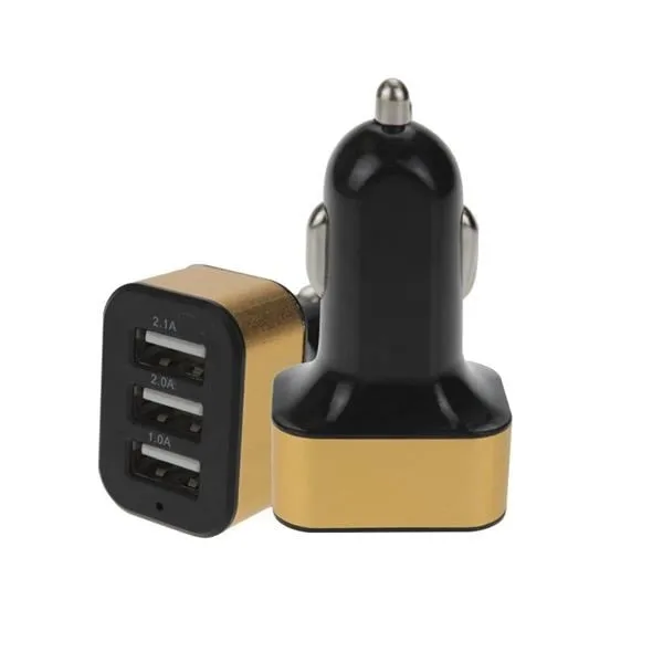 Three-port USB car charger