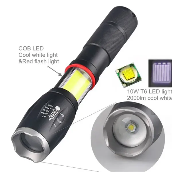 Zoom LED Tactical Flashlight with COB