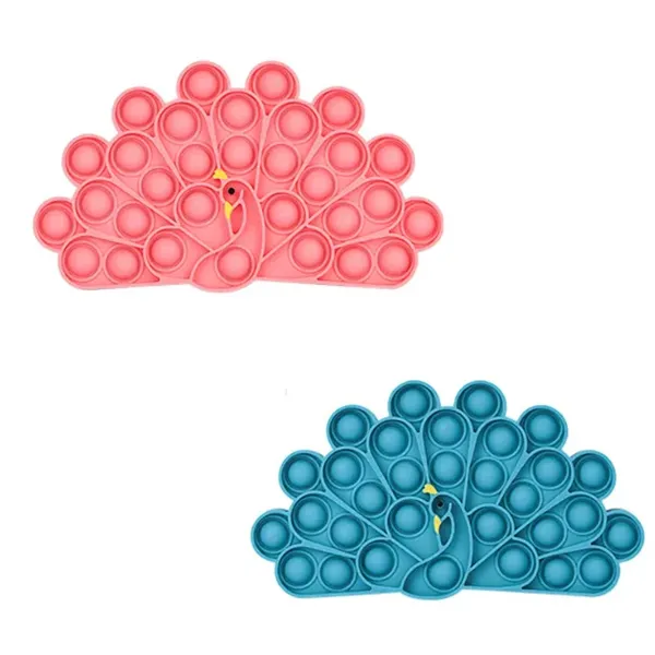 Macaron-colored peacock Push Pop Bubble Sensory Fidget Toys