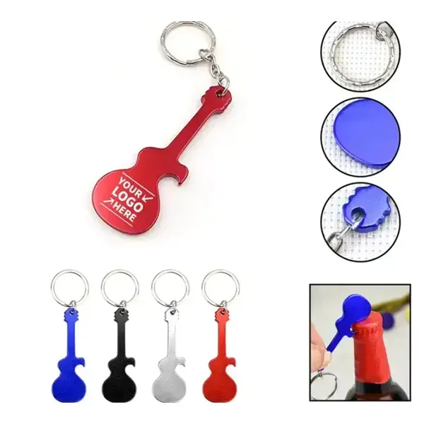 Guitar Shaped Bottle Opener with Keychain