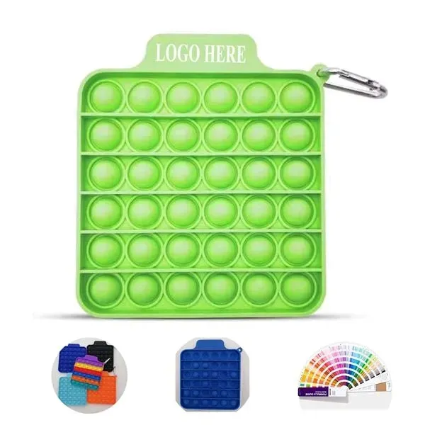 Square Bubble Fidget Sensory Toy With Carabiner