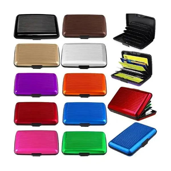 RFID-Blocking Aluminum Silver Wallet Credit Cards Holder