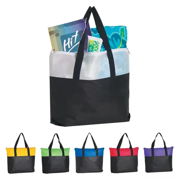 Two-tone Zippered Non Woven Tote Bag