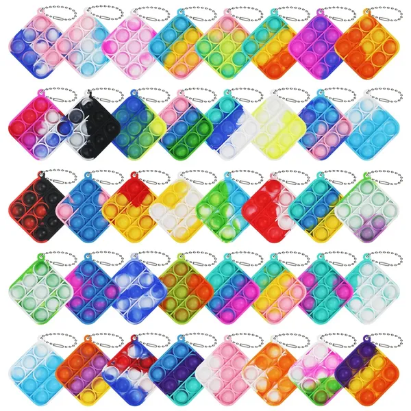 Square Push Bubble Pops Fidget Keychain