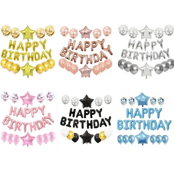 Happy Birthday Balloons Banner 3D Mult Package