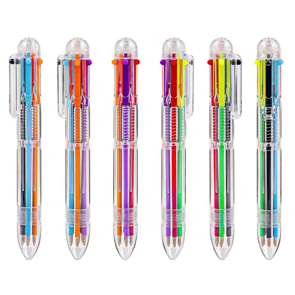 6 Color Transparent Barrel Retractable Pen