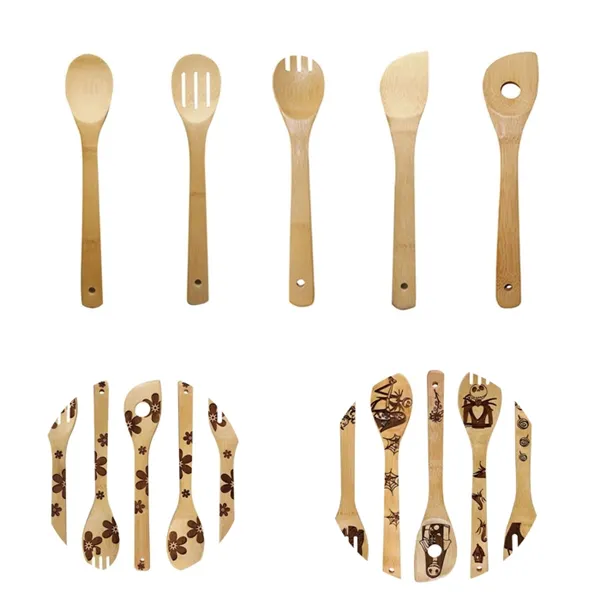 5 Pcs Bamboo  Utensils Cooking Set