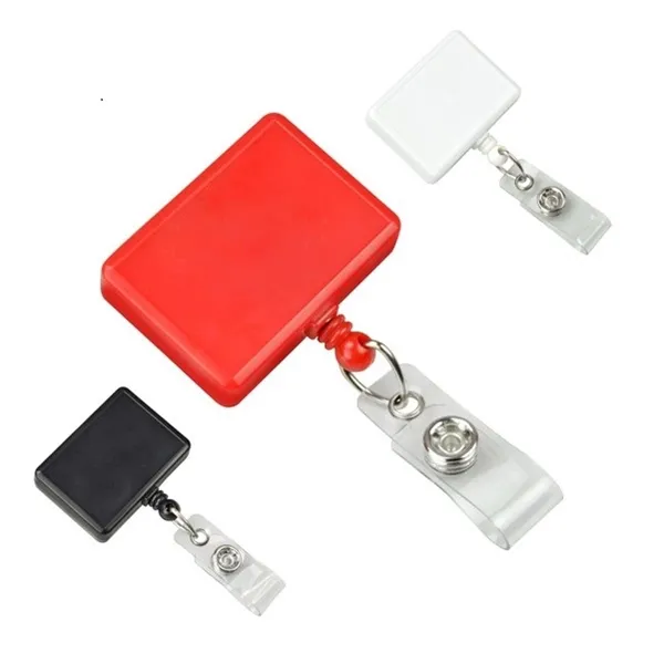 Rectangle Badge Reel with Clear Vinyl Strap