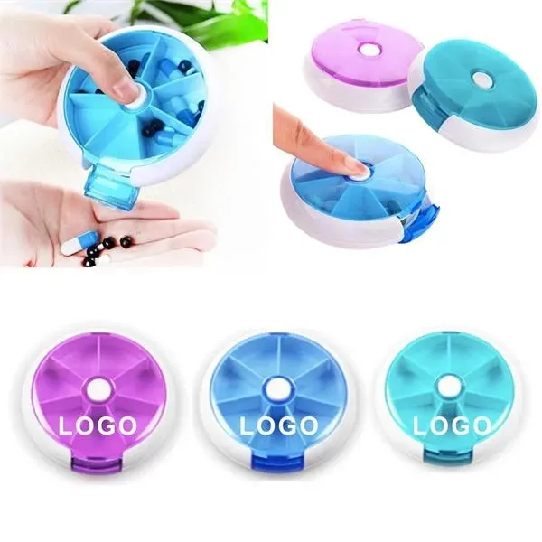 Round Pill Holder Case Travel 7 Days Box