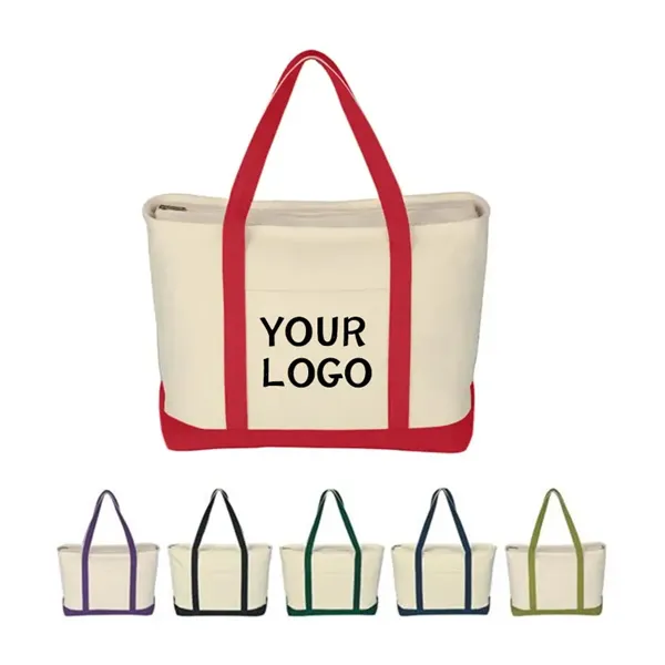 Large Cotton Canvas Boat Tote Bag