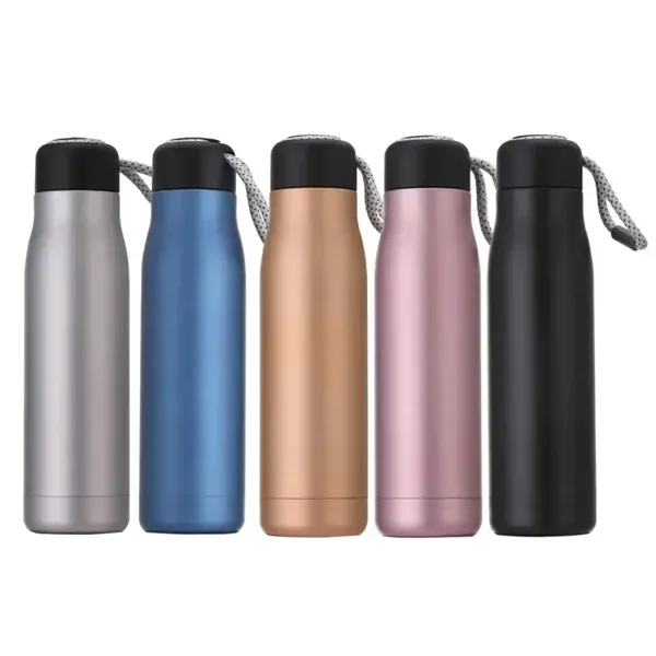stainless steel water bottle vacuum double wall with strap