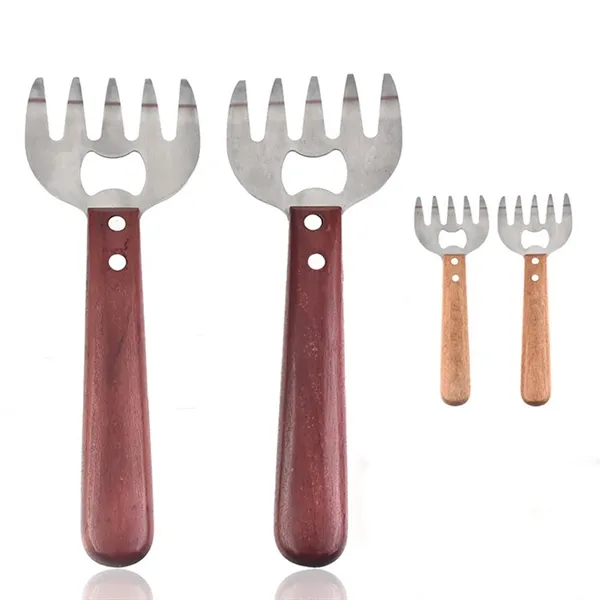 Stainless Steel Meat Claws with Long Wood Handle-2Pcs