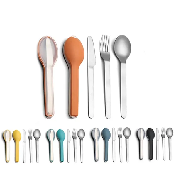 3 Pieces Portable Travel Spoon Fork Knife Cutlery Set