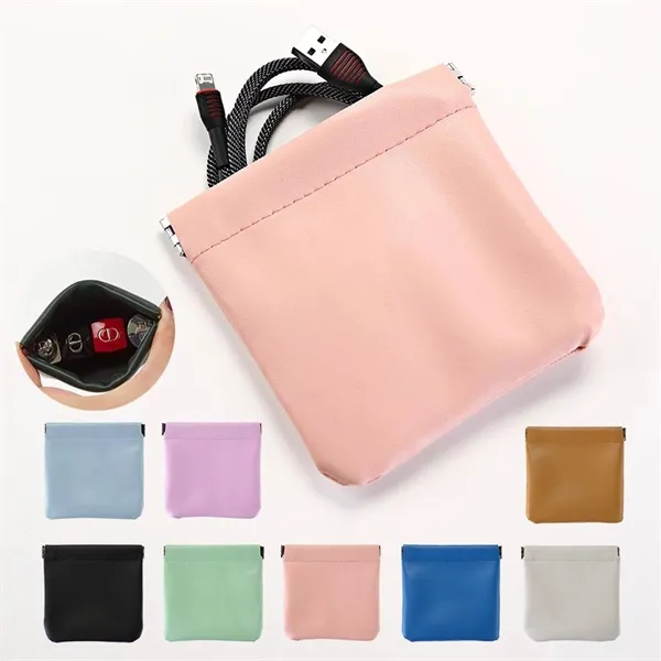 PU Leather Squeeze Coin Purse Pouch