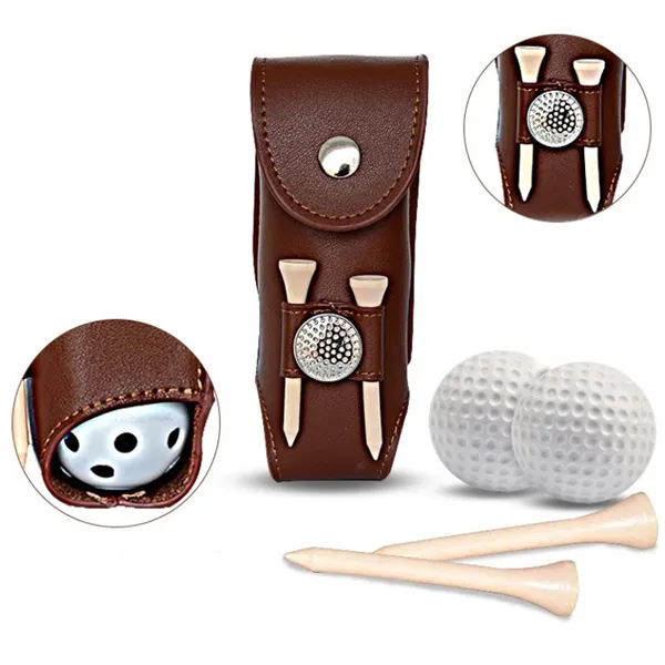 Leather Golf Ball Storage Pouch Waist Belt Carrier Bag