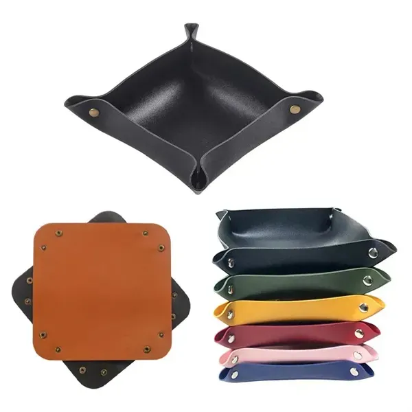Leather Storage Basket Tray