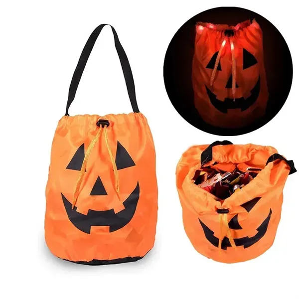 LED Pumpkin Drawstring Bag