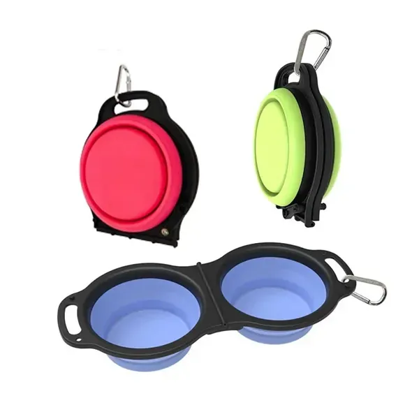Portable Collapsible Dog Double Bowls