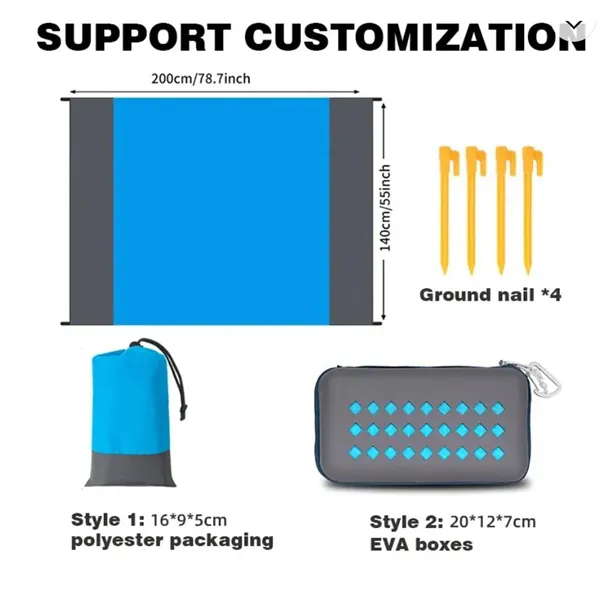 Pocket Picnic Blanket with 4 Stakes