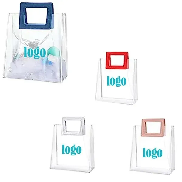 PVC Transparent Tote Bag With Leather Handle