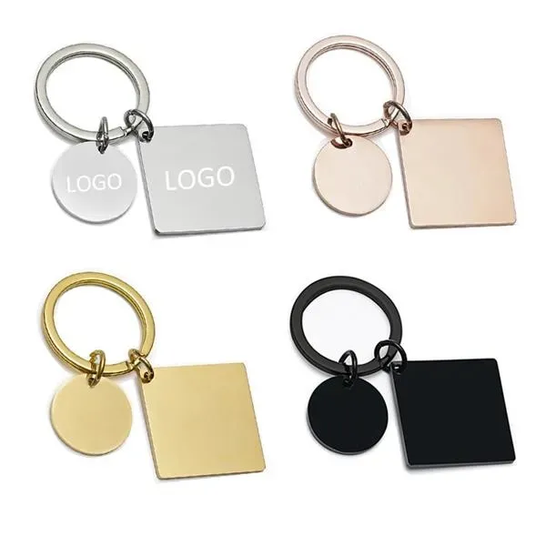 Square Stainless Steel Tag Key Chain