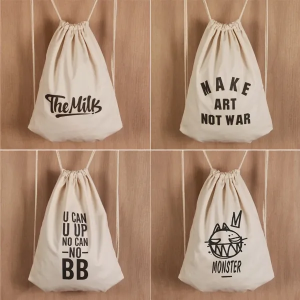 Cotton Drawstring Backpack Bag