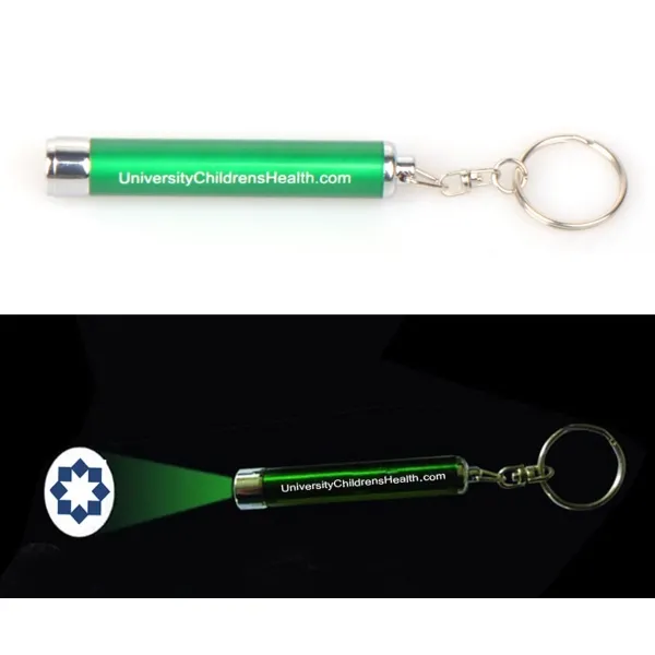 Promotional projection flashlight keychain