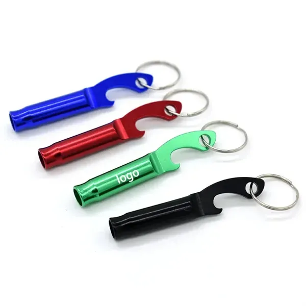 Whistle keychain with bottle opener