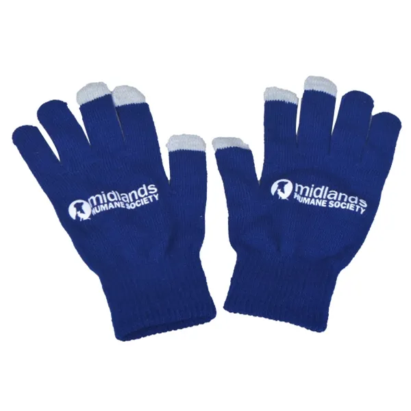 navy blue color Touch Screen Glove with white imprinted