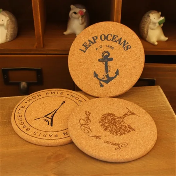 Round Cork Wooden Cup Mat