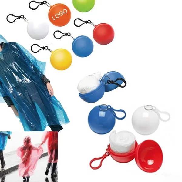 Disposable Rain Ponchos With Ball Shape Case